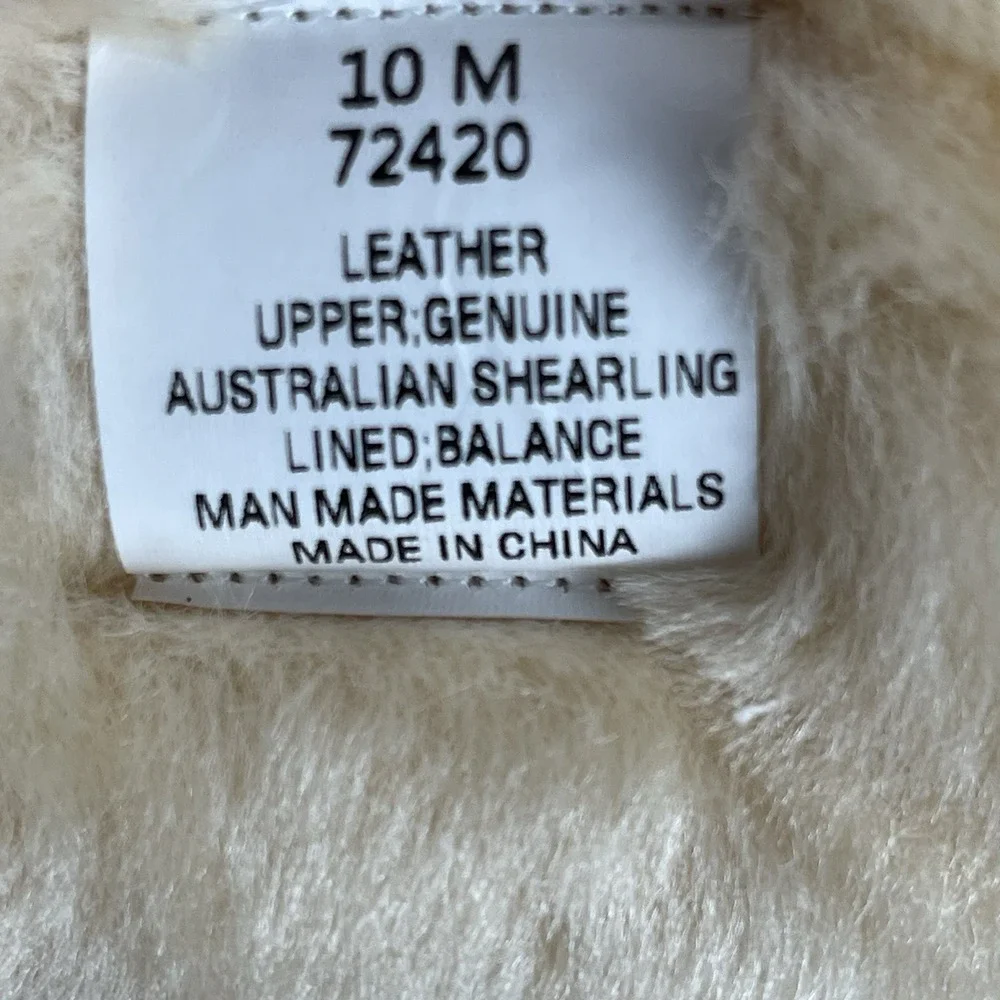 The Vermont Country Store Australian Shearling Leather Scuff Slippers Mens 10